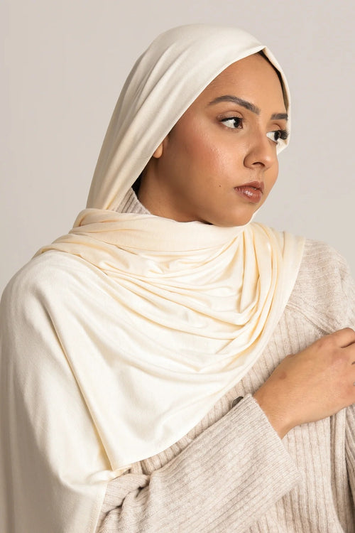 Premium instant Jersey Hijab - Cream
