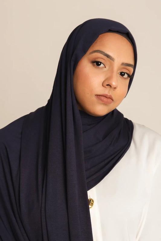 Premium instant Jersey Hijab - Navy