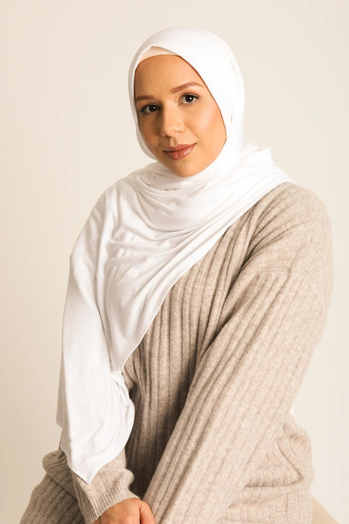 Premium instant Jersey Hijab - White
