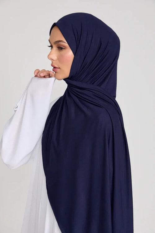 Premium instant Jersey Hijab - Midnight Ocean