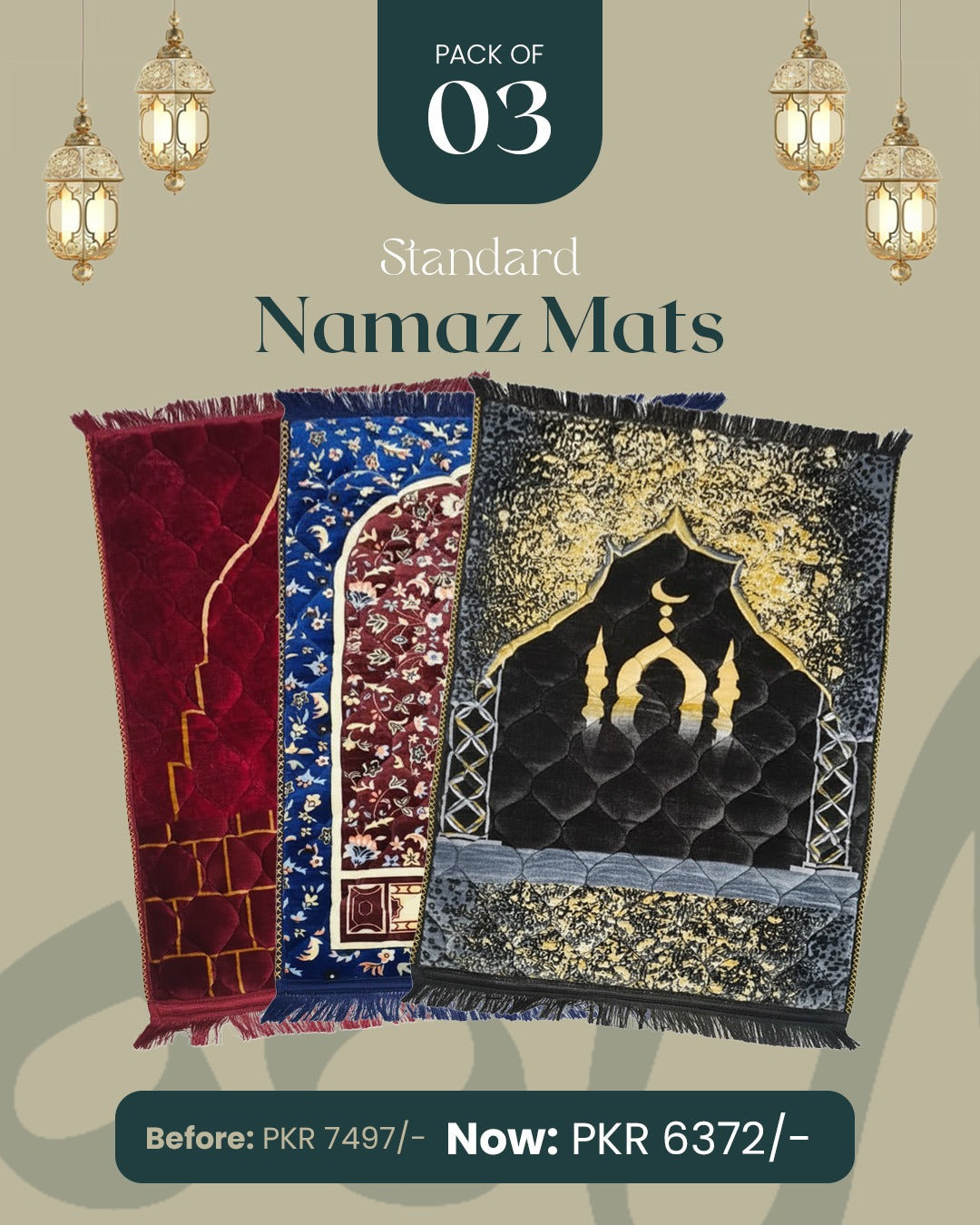 Standard namaz mat - pack of 3