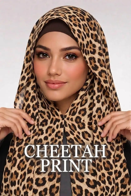 Instant Cheetah Print Magnetic Hijab