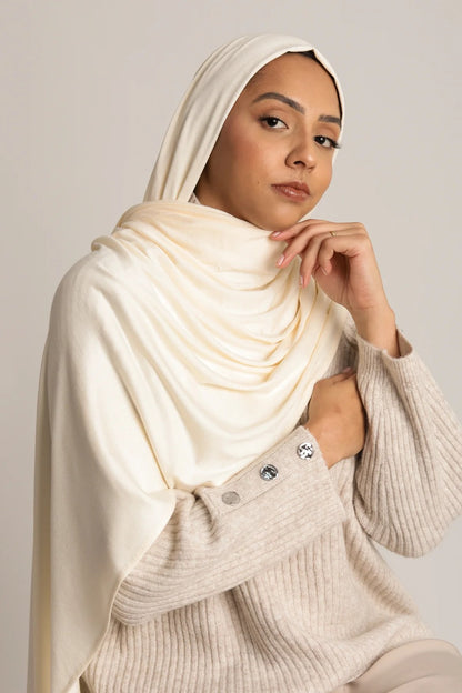 Premium instant Jersey Hijab - Cream
