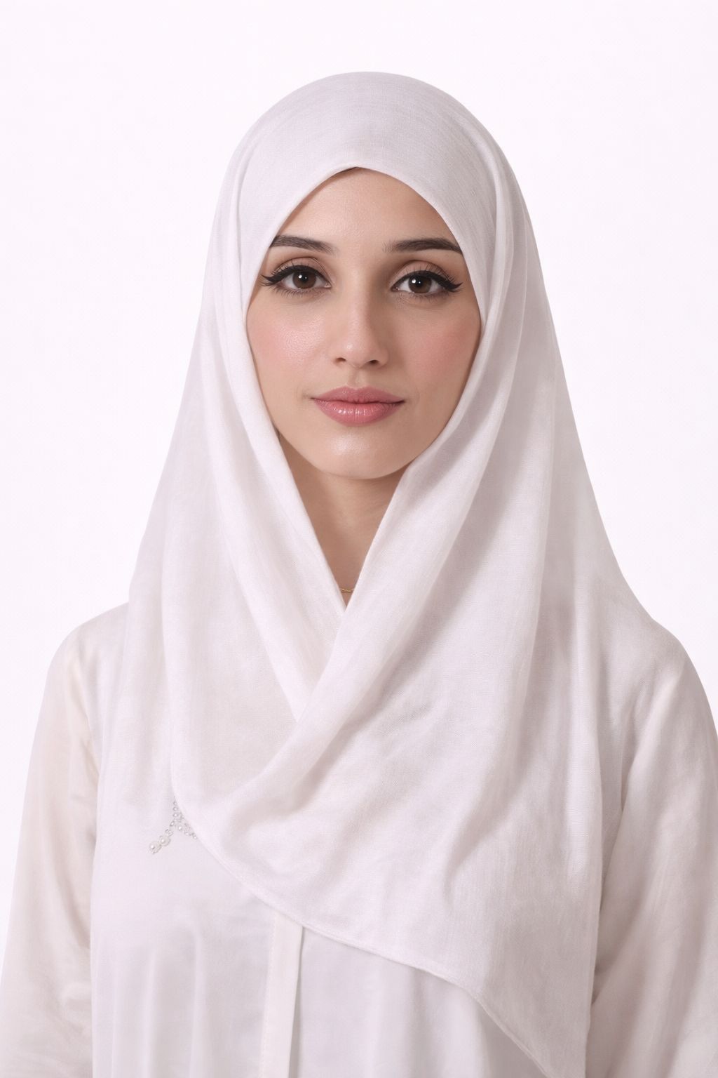 White — Instant Shinny Crinkle Chiffon Hijab with Built-in Magnets