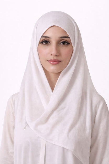 White — Instant Shinny Crinkle Chiffon Hijab with Built-in Magnets