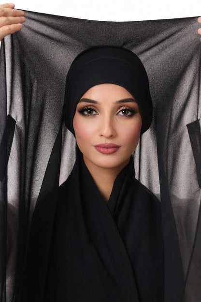 Black— Instant Chiffon Hijab with Built-in Magnets