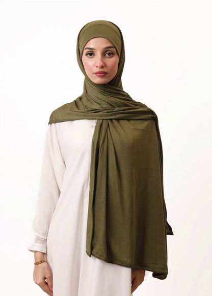 Premium instant jersey hijab - Dark Olive
