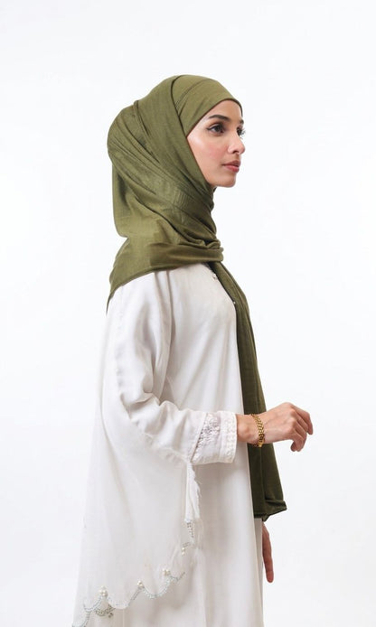 Premium instant jersey hijab - Dark Olive
