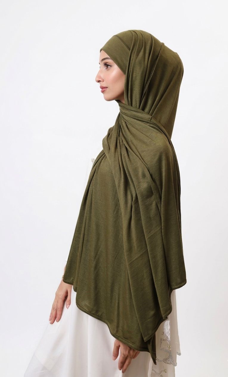 Premium instant jersey hijab - Dark Olive