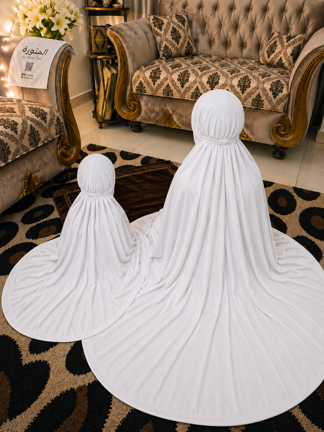 Mother & Daughter Namaz Chadar Set – White