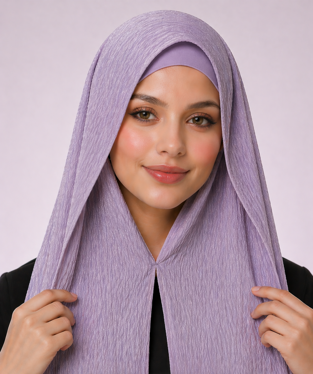 Wisteria — Instant Shinny Crinkle Chiffon Hijab with Built-in Magnets
