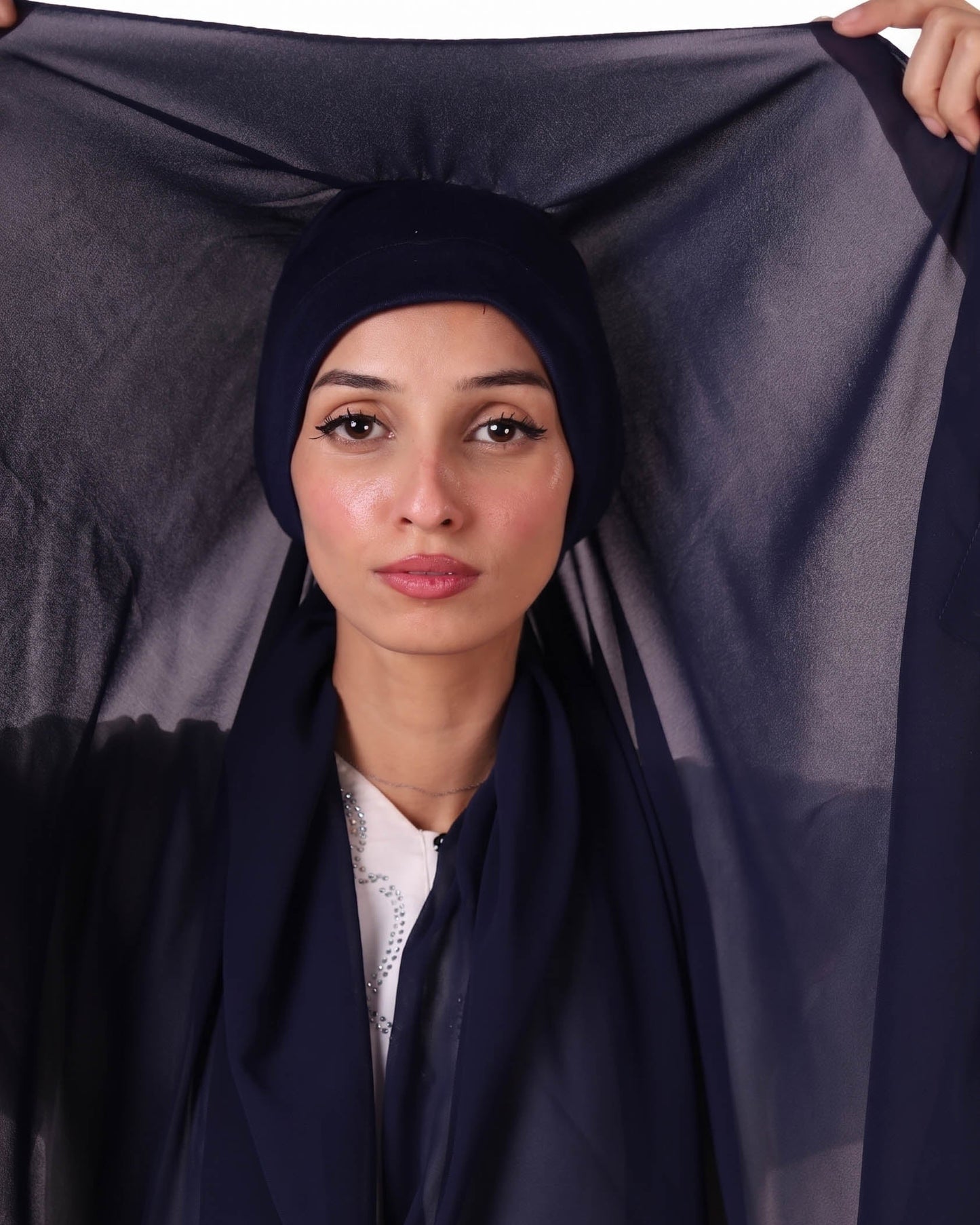Midnight Ocean-Instant Chiffon Hijab with Built-in Magnets